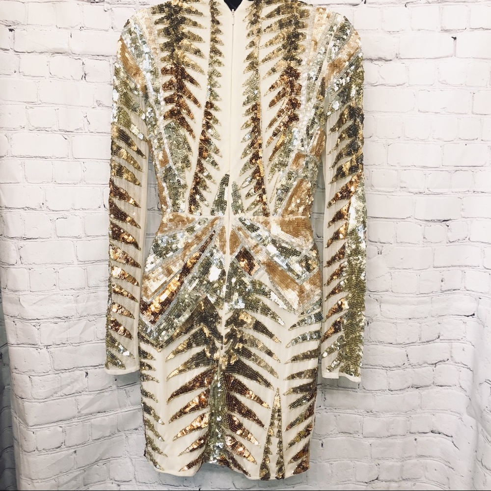 CCO MISSGUIDED EMBELLISHED SEQUIN WRAP MINI DRESS - Picture 5 of 8